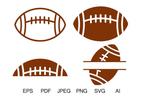 American Football Ball Icons Bundle: Clean Graphics for Crafts & Content Publishing