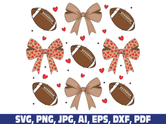 Football Valentine Coquette Bow SVG PNG – A Playful Craft Graphic for Creative Designers