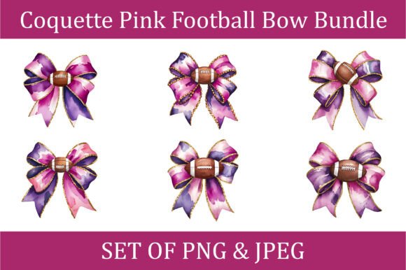 h1Coquette Pink Football Bow Set: Graphics for Crafts & Digital Sellingh1