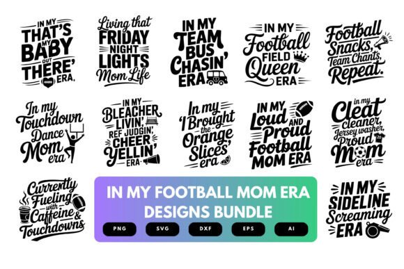 In My Football Mom Era SVG Bundle: Graphics for Crafts & Content Creators