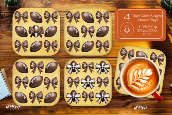 Retro Football Square Coaster PNG Graphics for Crafts & Content